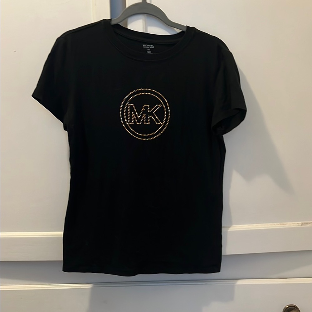 Michael Kors Black T-Shirt with Gold Logo Medium
